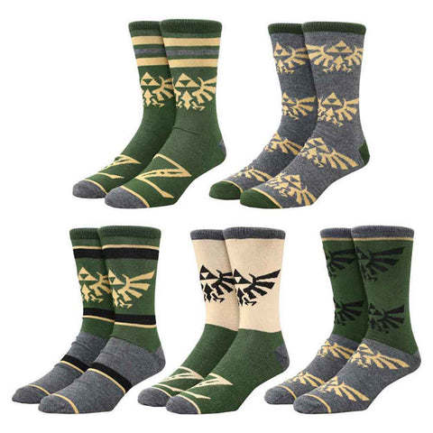 Zelda Hyrule Crest 5 Pack Crew Sock Set