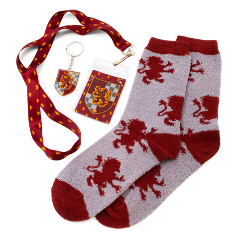 Gryffindor Premium 3pc Accessory Bundle  Crew Socks, Keychain, Lanyard