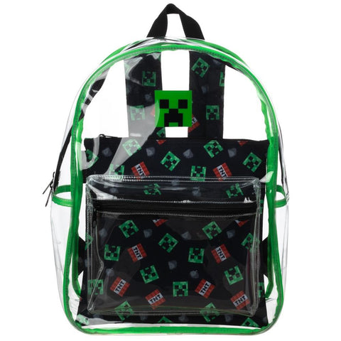 Minecraft Creeper Clear Backpack w/ Removable Pouch