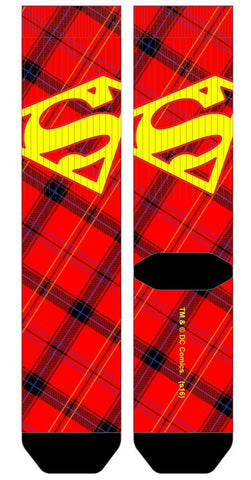 Superman Plaid Crew Socks