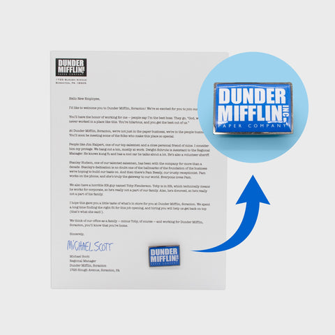 The Office Welcome to Dunder Mifflin Letter & Pin